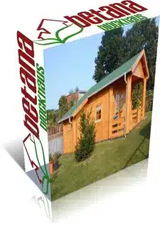 Eine Kiste mit einem kleinen Holzhaus darauf.